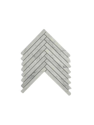 BIANCO CARRARA MARBLE MOSAIC HONED HERRINGBONE 5/8