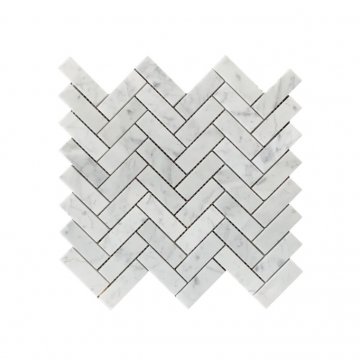 BIANCO CARRARA MARBLE MOSAIC HONED HERRINGBONE 1