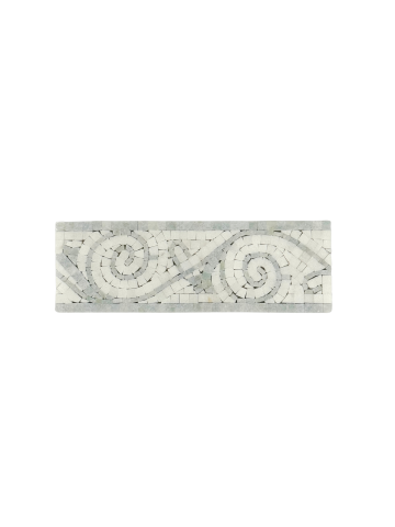 BLUE AZUL CELESTE & ARCTIC WHITE MARBLE ART BORDER 4