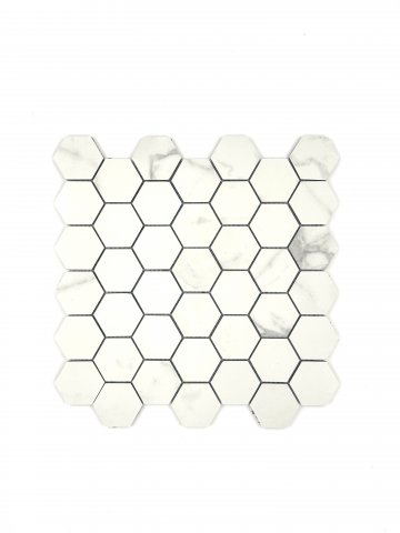 PREMIUM PORCELAIN MOSAIC BIANCO RIVER STATUARY POLISHED HEXAGON 2