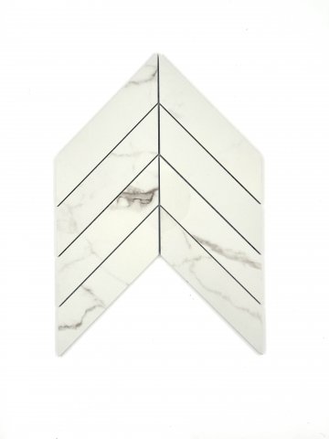 PREMIUM PORCELAIN MOSAIC BIANCO RIVER STATUARY POLISHED CHEVRON 2