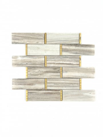 PALISANDRO MARBLE MOSAIC POLISHED GLAM BRICK W BRASS