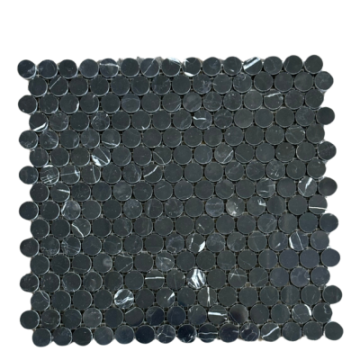 NERO MARQUINA MARBLE MOSAIC POLISHED PENNY ROUND MOSAIC 3/4