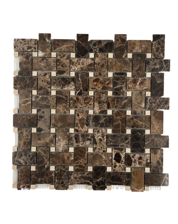 DARK EMPERADOR MARBLE MOSAIC POLISHED BASKET WAVE CREMA DOT 1