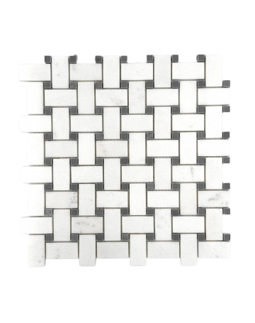 THASSOS MARBLE MOSAIC POLISHED BASKET WAVE MOONSTONE DOT 1